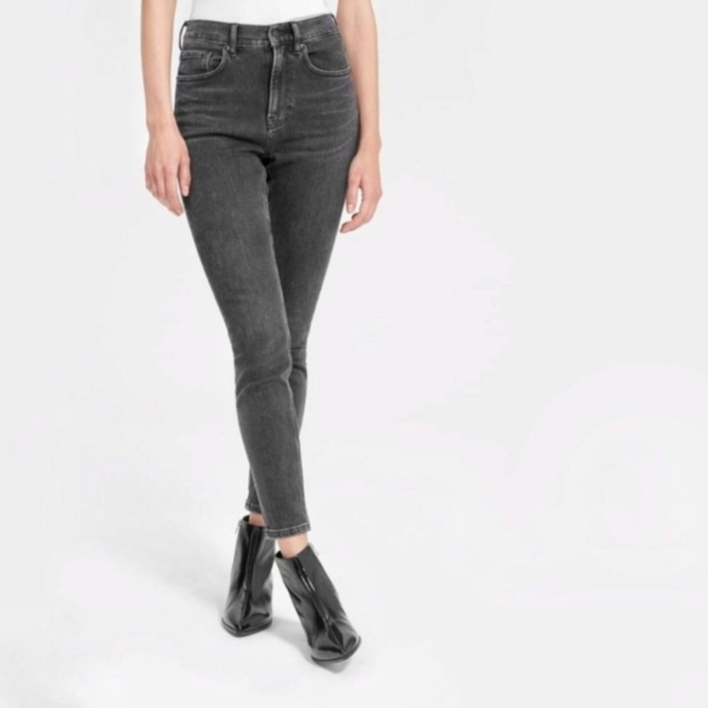 Everlane faded black cotton high-rise skinny jean